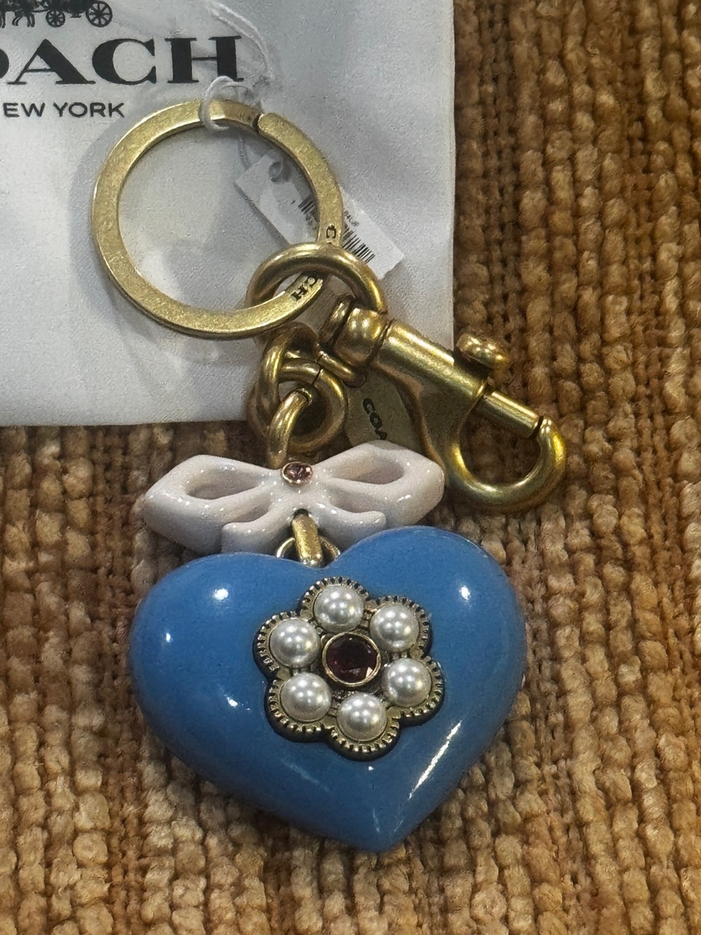 Coach Blue Heart Bag Charm. #CBH12 - Picture 13 of 13